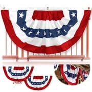 Anley USA Pleated Fan Flag, 1.5x3 ft American US Bunting Flag - Half Fan Banner (2 Pack)