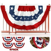 Anley USA Pleated Fan Flag, 3x6 Ft American US Bunting Flags - United States 3 x 6 Ft Half Fan Banner (4 Pack)