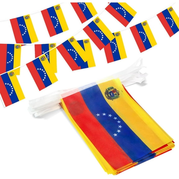 Anley Venezuela String Flag Pennant Flags, Patriotic Events 5th of July Venezuela Independence Day Decoration Sports Bars - 33 Feet 38 Flags