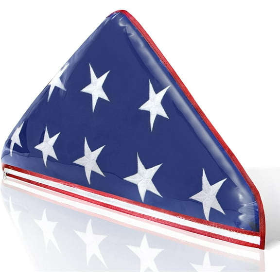 Anley Vinyl Memorial Flag Display Bag with Zipper - Easy Storage and Lightweight - American Veteran USA 5' x9.5' Folded Flags Plastic Bags