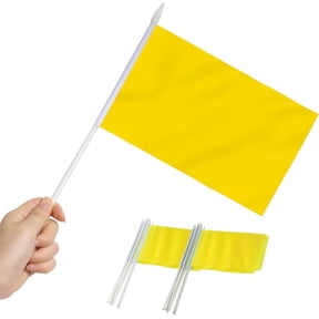 Anley Yellow Mini Flag 12 Pack - Hand Held Small Miniature Solid Yellow Blank Flags - 5.5x8 Inch with Solid Pole & Spear Top