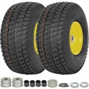 WEIZE 15x6.00-6 4Ply Lawn Mower Front Tire 15x6-6 Tractor Garden Tires Fits For John Deere 100 And 300 Series 3" Offset Hub, 3/4" or 5/8" or 1/2" 570lbs Capacity Set Of 2