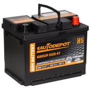 1AUTODEPOT BCI Group 47 Battery, AGM 12 Volt Rechargeable Automotive Batteries for Car, H5 680CCA 60Ah 100RC, Maintenance-Free