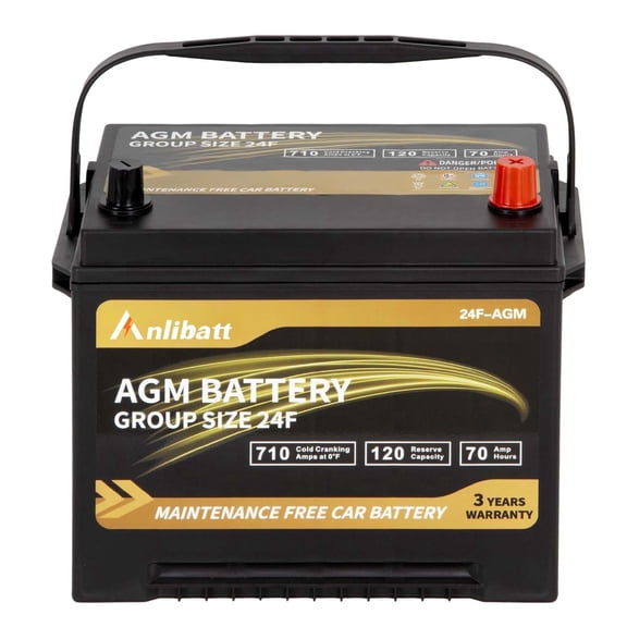 Anlibatt Car AGM Battery Group Size 24F Start Stop Battery 12V 70Ah 710CCA Maintenance Free Rechargeable
