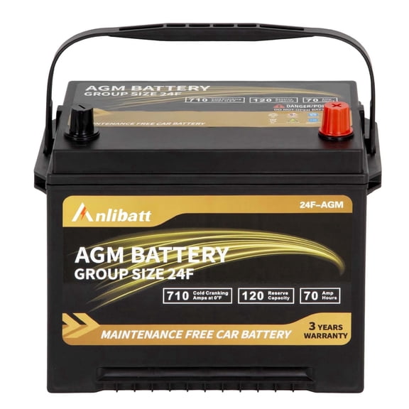 Anlibatt Car AGM Battery Group Size 24F Start Stop Battery 12V 70Ah 710CCA Maintenance Free Rechargeable