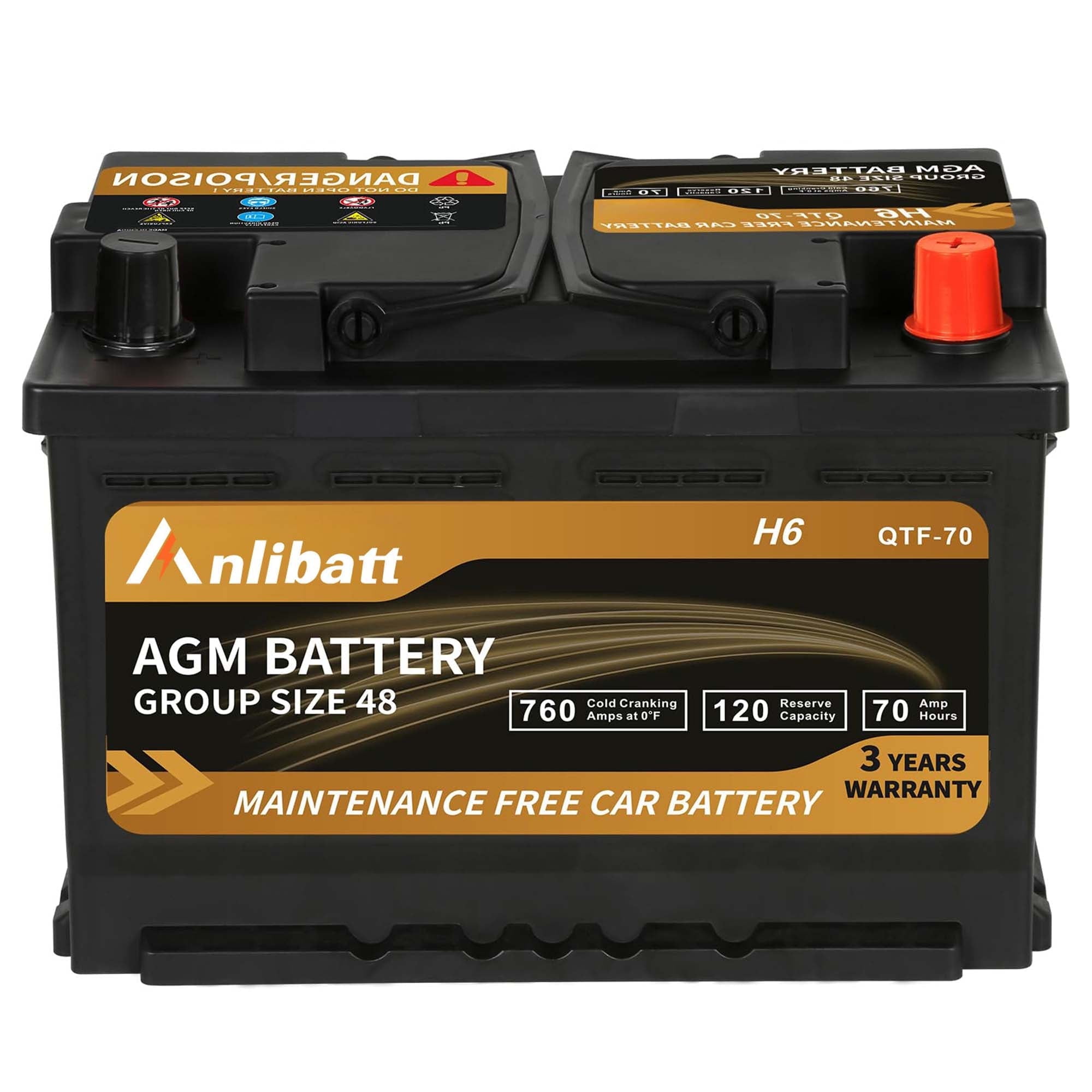 Walmart Coupons of Anlibatt Car AGM Battery Group Size 48 H6 Start Stop Battery 12V 70Ah 760CCA Maintenance Free Rechargeable