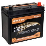 1AUTODEPOT Car AGM Battery Group Size 51R 12V 45Ah 450CCA 75RC Platinum Start Stop Automotive SLA Batteries Maintenance Free Rechargeable