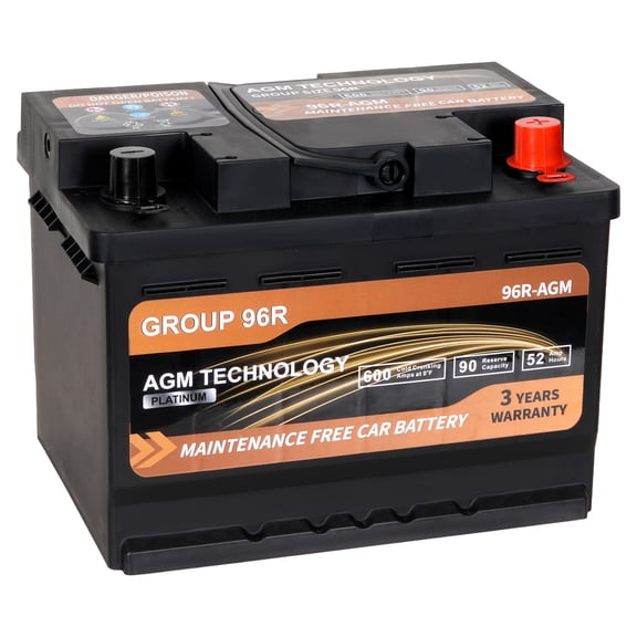 Anlibatt Car AGM Battery Group Size 96R 12V 52Ah 600CCA 90RC Platinum Start Stop Automotive SLA Batteries Maintenance Free Rechargeable