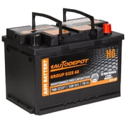 1AUTODEPOT Car Start Stop Battery Group Size 48 H6 760CCA AGM Maintenance Free 12V 70Ah 120RC Rechargeable High Performance Battery