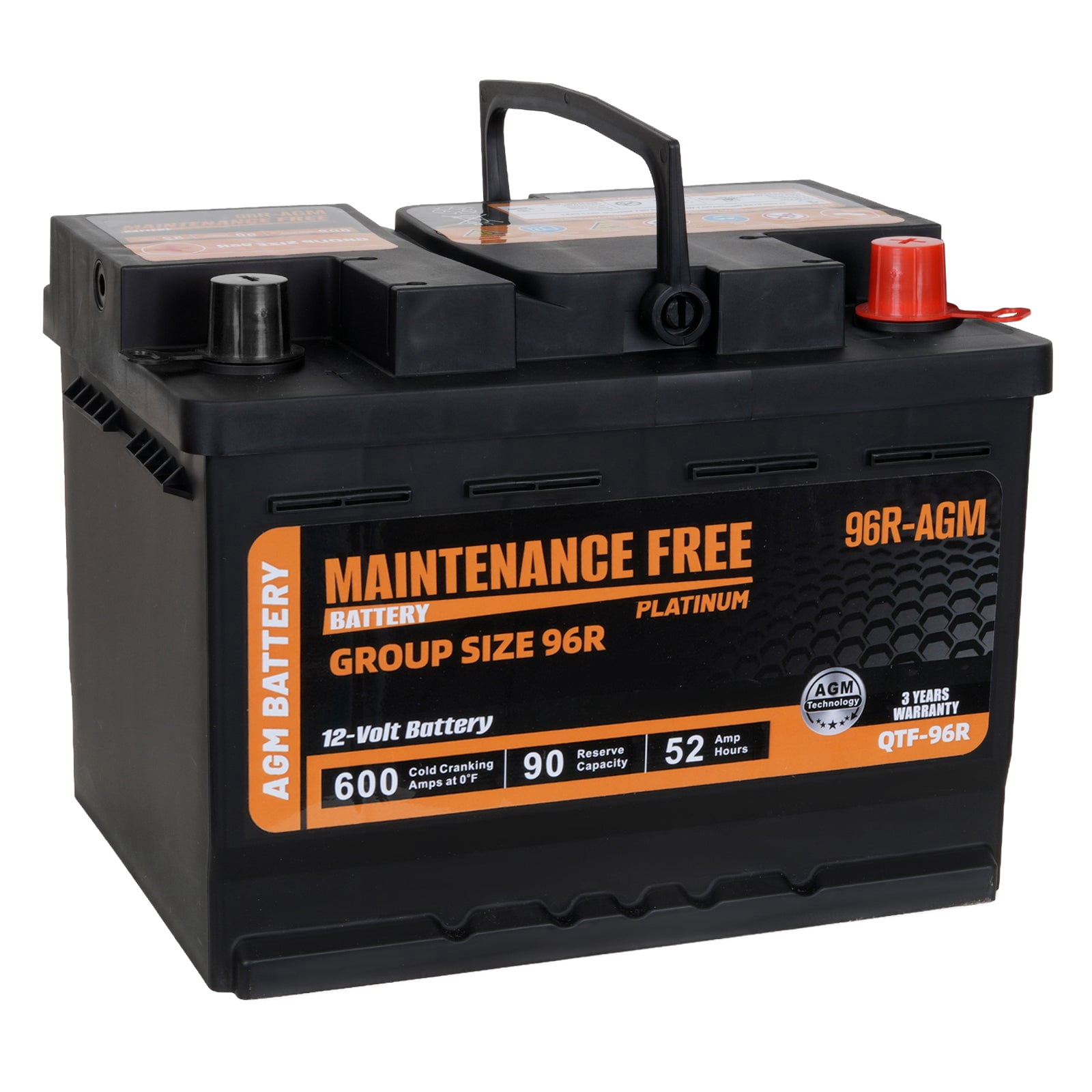 Anlibatt Group 96R Car Battery AGM 12 Volt 600CCA 52Ah 90RC Automotive ...