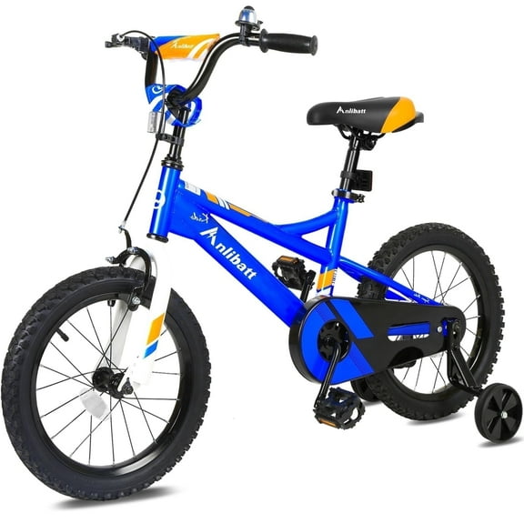 Anlibatt Kids Bike Boy Bicycle 16 inch for Children Age 4-6 Years Old Height 38-48 in Toddler Cycling Dual Hand Brakes Blue Sport Bikes