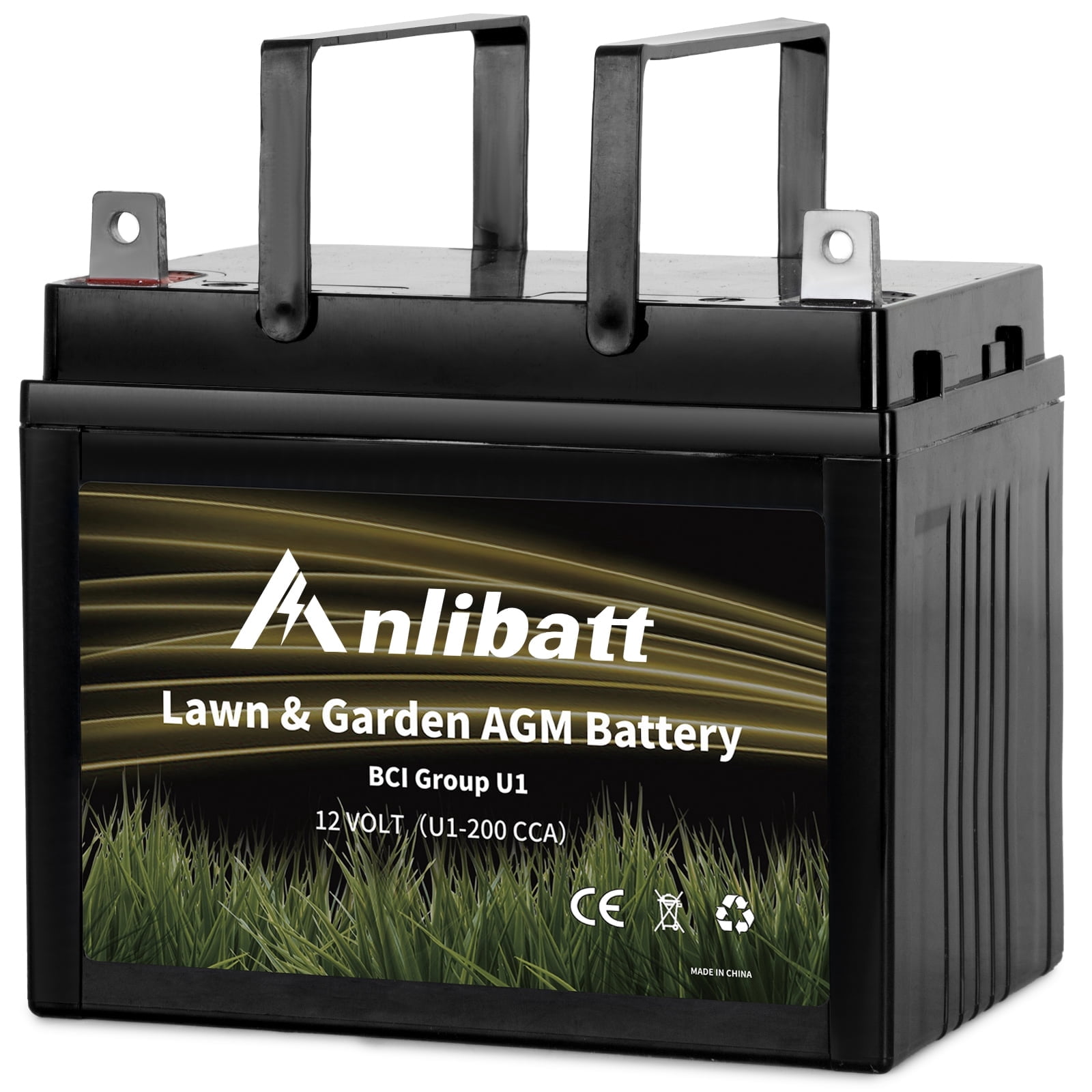 Anlibatt Lawn and Garden AGM Battery, Group Size U1 12 Volt, 200 CCA 24 Amp, Top Post for Lawn Mower/Tractor