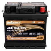 1AUTODEPOT Platinum AGM Group 140R Battery, 12 Volt Rechargeable Automotive Batteries for Car, H4 570CCA 50Ah 80RC