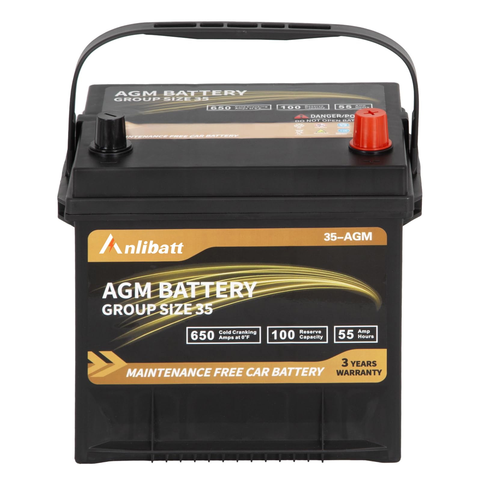 Walmart discounts of Anlibatt Platinum AGM Group 35 Battery, 12 Volt 650 CCA 55Ah 100RC Rechargeable Automotive Batteries for Car