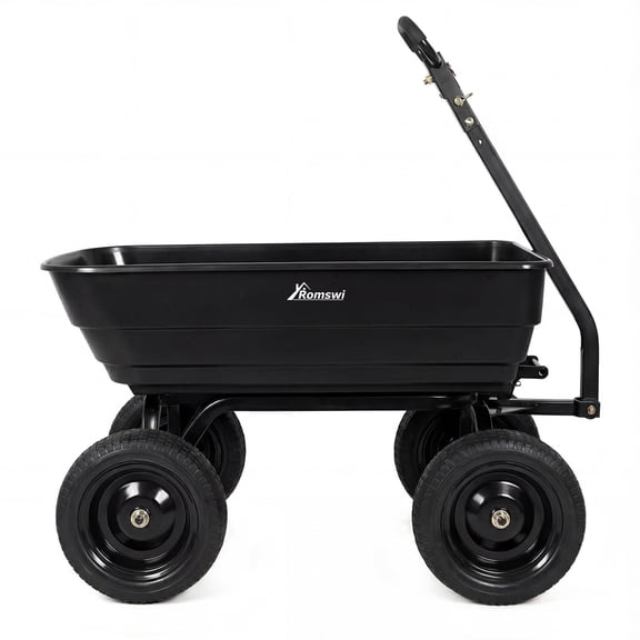 ROMSWI Poly Yard Dump Cart,Strongly Garden Trailers 1200lb 7 cu ft Capacity Utility Wagon Quick Release with 180 Rotating Handle For Heavy Duty, Gardening, Outside