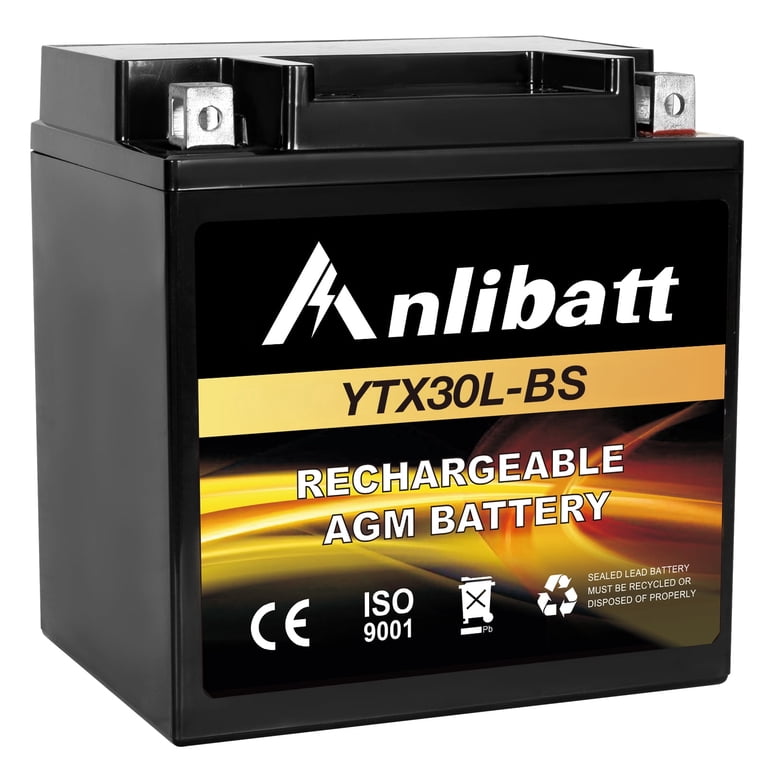 Anlibatt YTX30L-BS Motorcycle Battery, 12V 30Ah 400CCA Lithium AGM