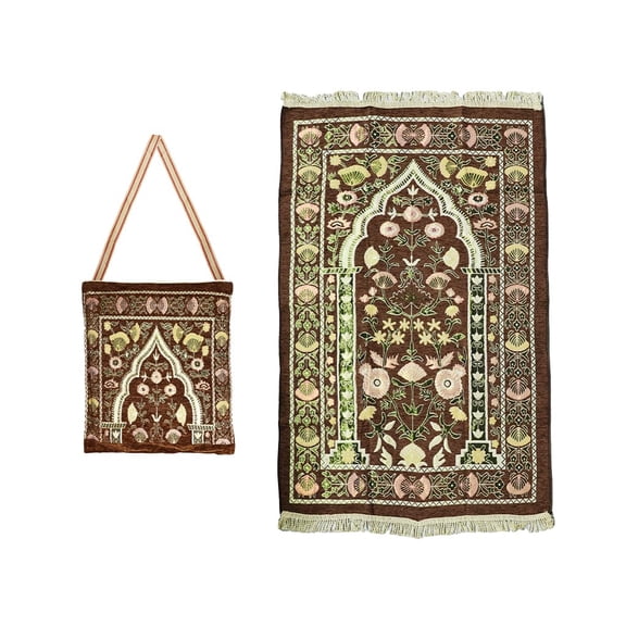 Anlising Elegant Design Bag, Portable Foldable Islamic Prayer Mat, Ramadan Rug, Yellow Green