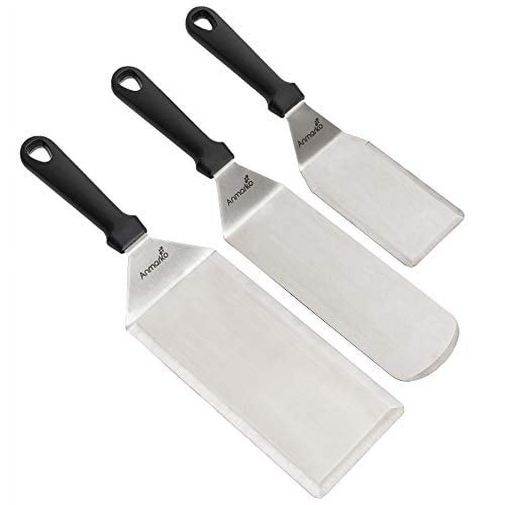 Anmarko Griddle Spatula Set - Stainless Steel Metal Spatula and Griddle Scraper - Heavy Spatula Griddle Accessories Great for Cast Iron Griddle BBQ Flat Top Grill - Commercial Grade - image 1 of 3