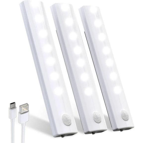 Anmeery Under Cabinet Lights,LED Rechargeable Battery Operated Motion Sensor Light Indoor(3 Pack)