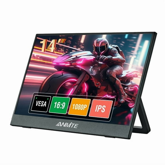 Anmite 14 Inch Portable Monitor, 1920 x 1080 Resolution, Compatible with Laptop, Switch, PS4, Xbox, Raspberry Pi