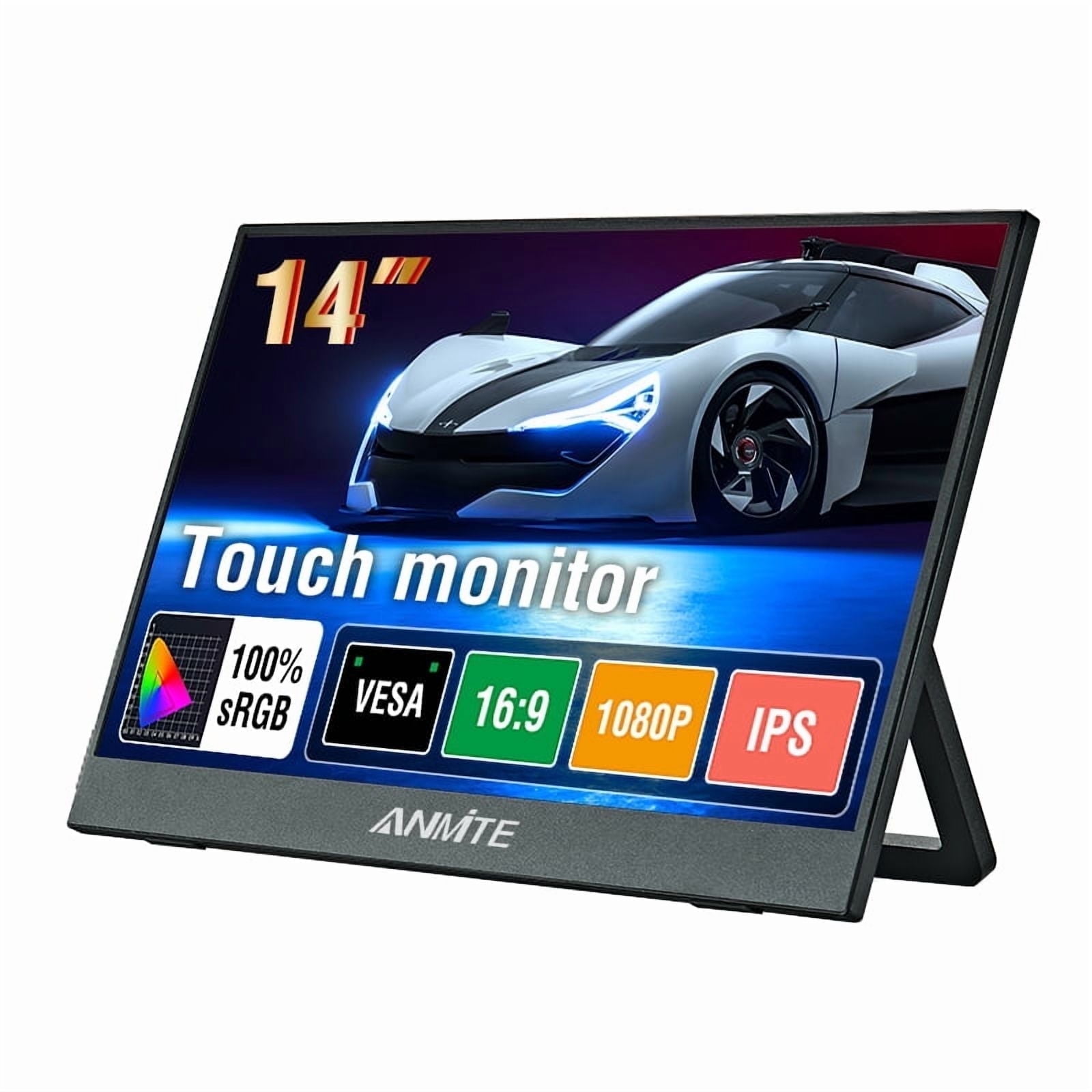 Anmite 14" Portable Touch Monitor, 1920 x 1080 Resolution, Compatible with Laptop, Switch, PS4, Xbox, Raspberry Pi