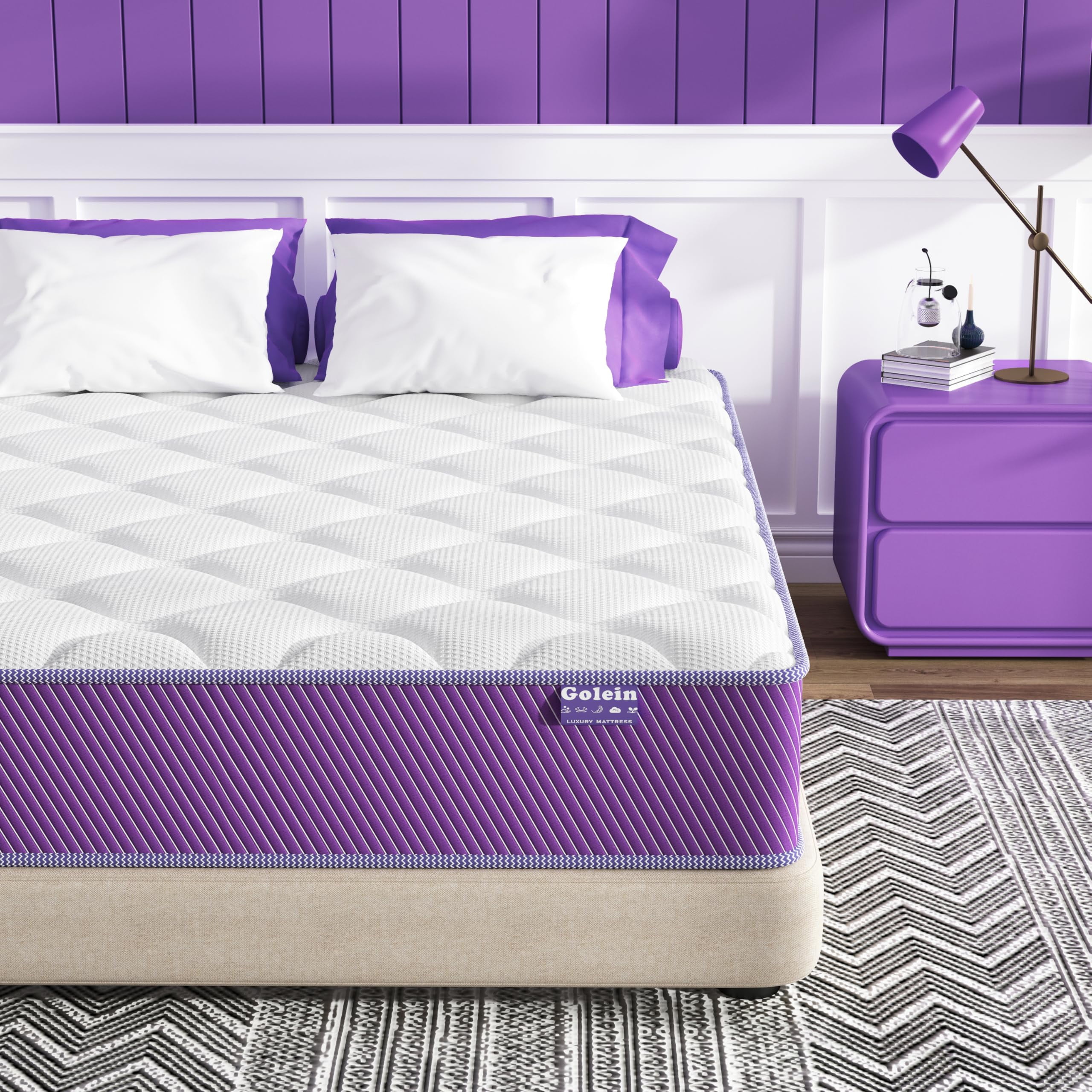 Anmiz Full Size Mattress 10 inch Hybrid Mattress in a Box, Certified Safe Foams & Fabric, Pocket Spring, Fiberglass Free, Natural Back Pain Relief & Motion Isolation, Medium Firm Support