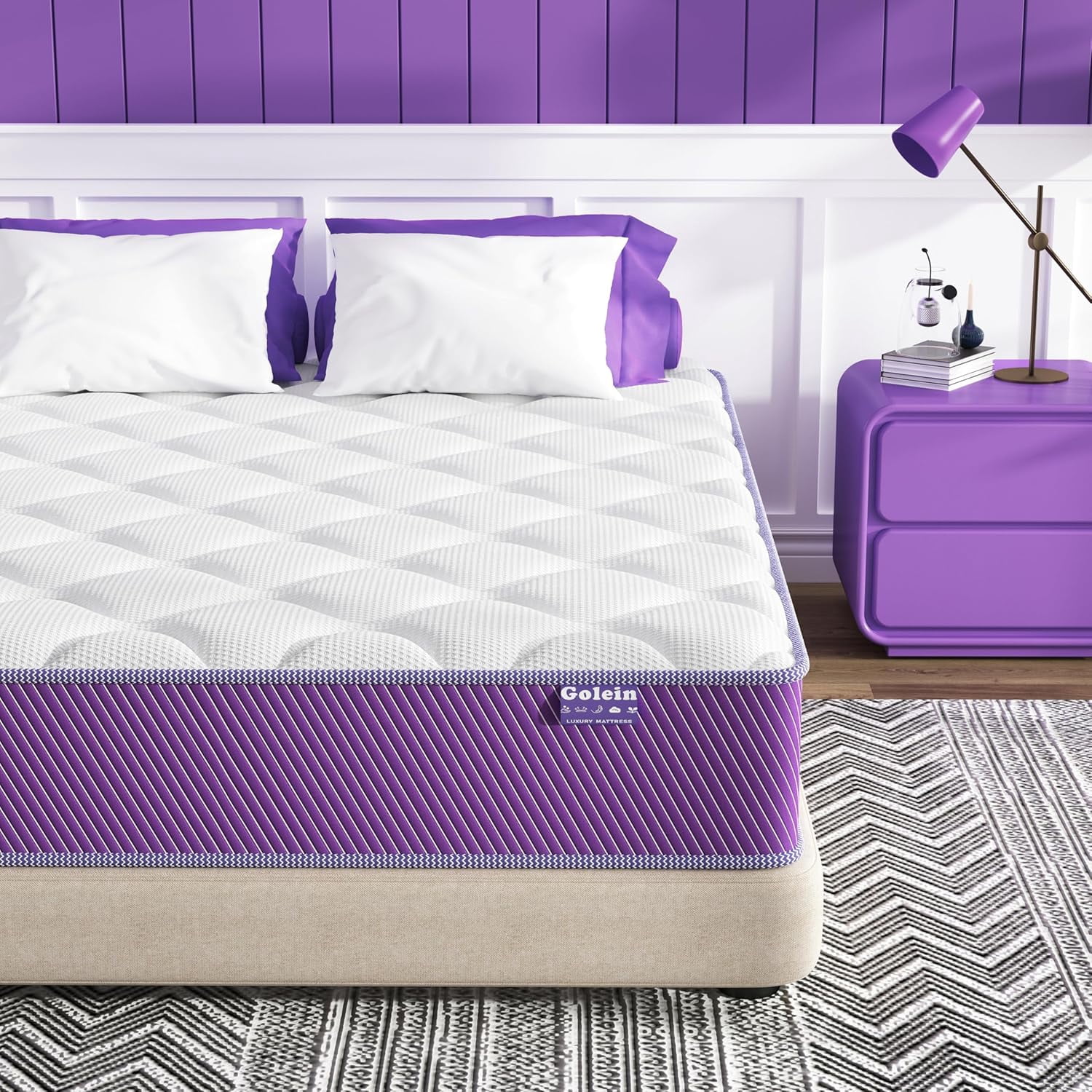 Anmiz Full Size Mattress 10 inch Hybrid Mattress in a Box, Certified Safe Foams & Fabric, Pocket Spring, Fiberglass Free, Natural Back Pain Relief & Motion Isolation, Medium Firm Support