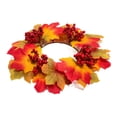 thumbnail image 1 of Anmrize 10" Multi-Color Autumn Table Centerpiece Ring, Thanksgiving Dining Table Ornament, Multi-Style Fall Maple Leaf Candle Ring Assortment, Harvest Table Pillar Candle Holder Mini Wreath, C, 1 of 6