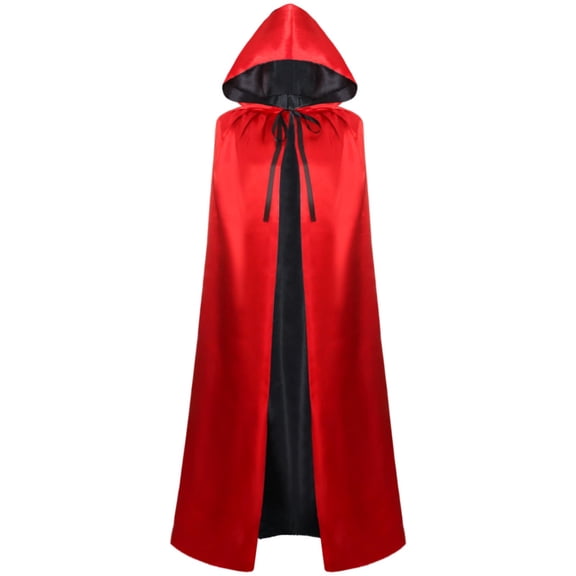 Anmrize 1Pcs Halloween Party Dress Up Cloak, Unisex Halloween Hooded Cloak, Unisex Reversible Hooded Cloak Cape for Halloween Party Devil Vampires Cosplay Costumes, Wine M