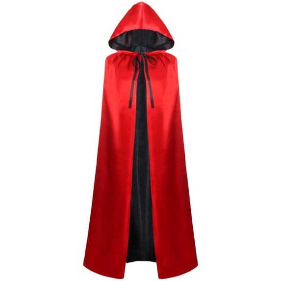 Anmrize 1Pcs Unisex Halloween Hooded Cloak, Red Black Reversible Vampire Cape, Unisex Reversible Hooded Cloak Cape for Halloween Party Devil Vampires Cosplay Costumes, Wine L