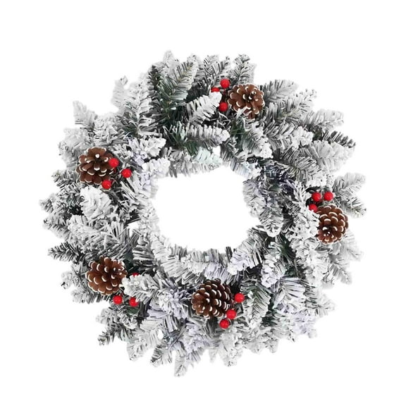 Anmrize 20" Large Frosted Pine Pinecone Wreath, Christmas Wreath Holiday Hanging Wreath Artificial Xmas Wreath Front Door Hanging Garland Door Wall Garland for Xmas Holiday Home Decor, Green