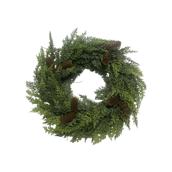 Anmrize 22" Cypress Pinecone Wreath, Cedar Norfolk Pine Wreath Realistic Christmas Door Wreath for Windows Porches Walls Indoor Outdoor Christmas Decorations Home Decor, Green