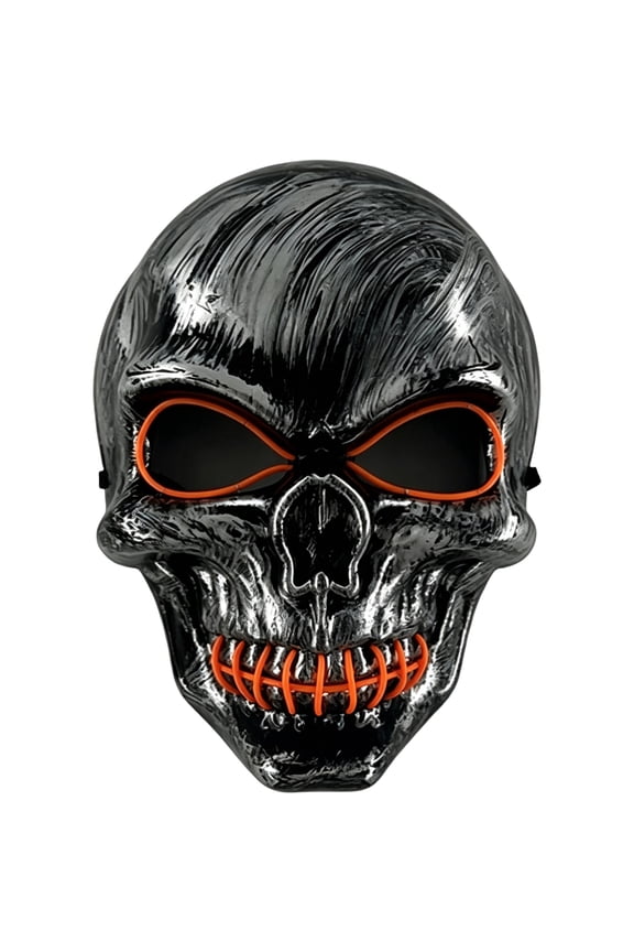 Adult Party Mask, Haunted House Photo Booth Prop, Light Up Skull Cosplay Mask, Glow Skeleton Face Mask, Led Light Up Skull Mask Halloween Cosplay Party Costume Prop, F