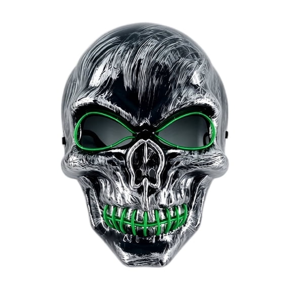Anmrize Adult Party Mask, Horror Halloween Costume Accessory, Haunted House Photo Booth Prop, Glow Skeleton Face Mask, Led Light Up Skull Mask Halloween Cosplay Party Costume Prop, H