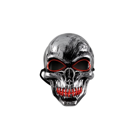 Anmrize Adult Party Mask, Light Up Skull Cosplay Mask, Glow Skeleton Face Mask, Horror Halloween Costume Accessory, Led Light Up Skull Mask Halloween Cosplay Party Costume Prop, E