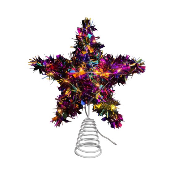Anmrize Christmas Tree Topper Star, Iridescent Tinsel Star, Tree Top Ornament, Shiny Holiday Decor, Xmas Tree Decoration, Iridescent Tinsel Tree Topper Star Christmas Tree Top Ornament, Multicolor