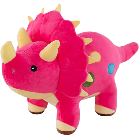 Anmrize Dinosaur Plush Pillows, 14"Dinosaur Plushies Soft and Cuddly Dinosaur Plush Pillow, Suitable for Everyone Who Likes Dinosaurs to Play and Hug(Red Triceratops)