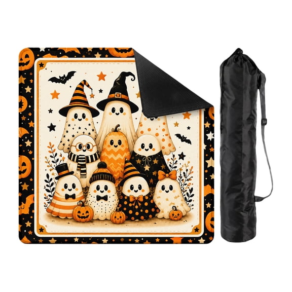 Anmrize Foldable Game Mat, Mahjong Table Pad, Halloween Printed Mat, Anti-Slip Table Cover, Portable Game Accessory, Halloween Plaid Anti-Slip Mahjong Game Mat Foldable Portable Tabletop Game Pad, A
