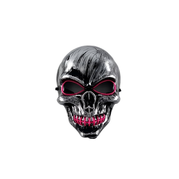 Anmrize Light Up Skull Cosplay Mask, Glow Skeleton Face Mask, Horror Halloween Costume Accessory, Haunted House Photo Booth Prop, Led Light Up Skull Mask Halloween Cosplay Party Costume Prop, B