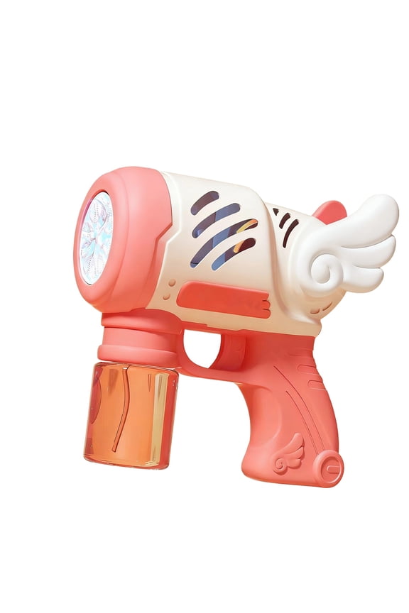 Light-Up Bubble Blower, Automatic Bubble Maker, Winged Bubble Blaster With Lights, Automatic Bubble Machine With Solution Bottle, Light-Up Bubble Maker for Parties & Events, Pink