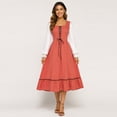 thumbnail image 1 of Anmrize Long Sleeve Medieval Costume, Halloween Party Cosplay Dress, Lace-Up Vintage Midi Dress, Renaissance Costume Women Peasant Medieval Dress Short Sleeve Maxi Fairy Dresses, Orange M, 1 of 4