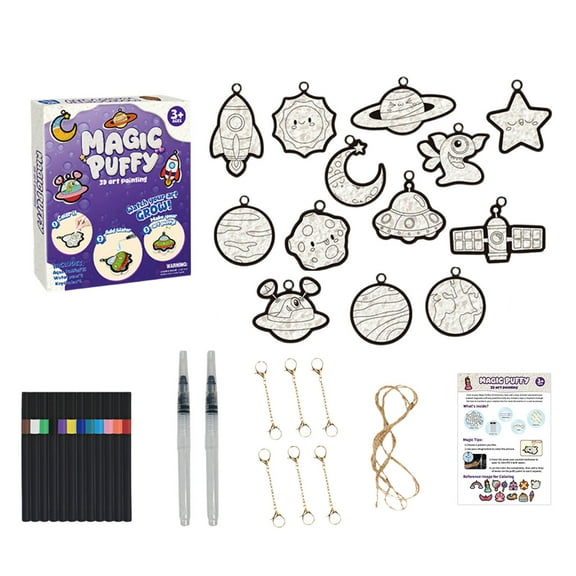 Anmrize Magic Foam Texture Painting Kit - 3D Art Craft Aqua Puffs Paint Kit, 15 Mess-Free Paint by Number Craft for DIY-Style D