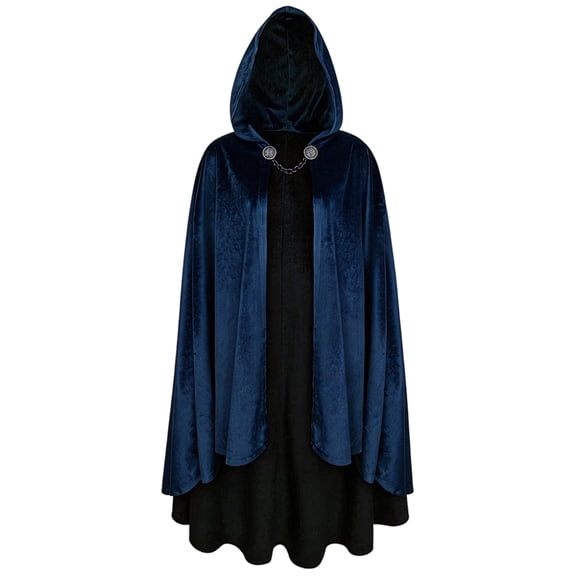 Anmrize Medieval Renaissance Cape, Halloween Cosplay Accessory, Soft Hooded Cape, Medieval Hooded Cloak Linen Renaissance Cape With Hood - Halloween Hobbit Cosplay Witch Wizard, Blue M