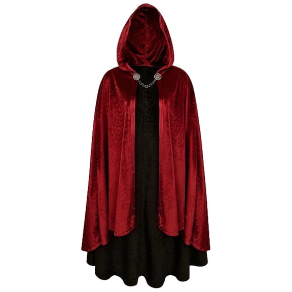 Anmrize Medieval Renaissance Cape, Halloween Cosplay Accessory, Soft Hooded Cape, Medieval Hooded Cloak Linen Renaissance Cape With Hood - Halloween Hobbit Cosplay Witch Wizard, Red S