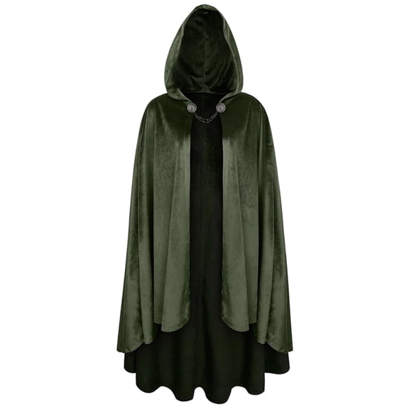 Anmrize Medieval Renaissance Cape, Halloween Cosplay Accessory, Soft Hooded Cape, Medieval Hooded Cloak Linen Renaissance Cape With Hood - Halloween Hobbit Cosplay Witch Wizard, Army Green S