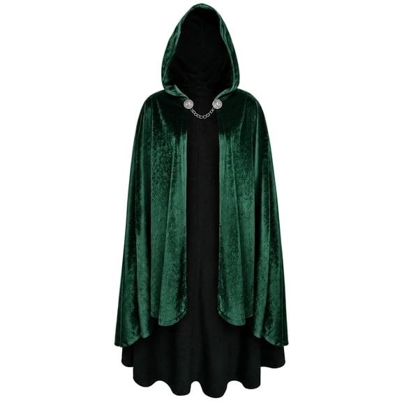 Anmrize Medieval Renaissance Cape, Halloween Cosplay Accessory, Soft Hooded Cape, Medieval Hooded Cloak Linen Renaissance Cape With Hood - Halloween Hobbit Cosplay Witch Wizard, Green L