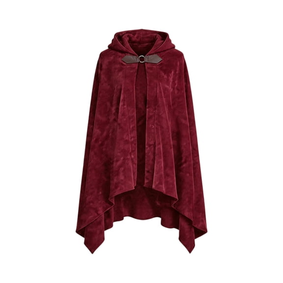 Anmrize Medieval Renaissance Cape, Halloween Cosplay Accessory, Soft Suede-Like Cape, Women Renaissance Hood Cloak Arm Holes Medieval Cape With Hood for Halloween Costumes Cosplay, Red L