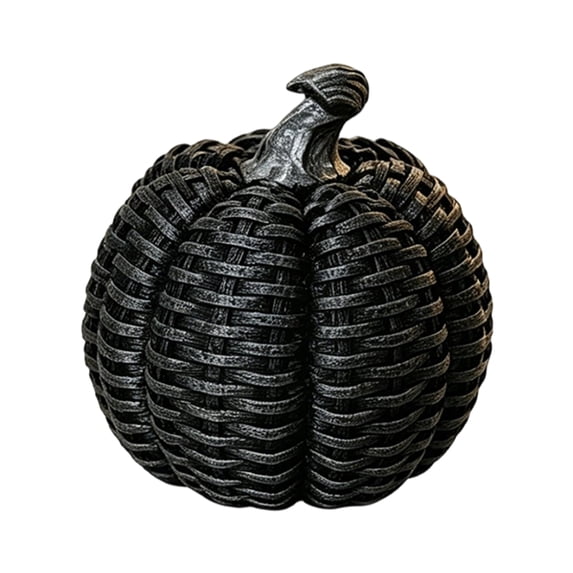 Anmrize Rattan Woven Pumpkin, Harvest Tabletop Ornament, Thanksgiving Fall Decoration for Home Pumpkin Decor, Artificial Rattan Pumpkins Figurine, Autumn Harvest Halloween Table Centerpieces, Black