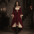 thumbnail image 1 of Anmrize Off Shoulder Renaissance Dress, Layered Hem Cosplay Costume, Full Length Halloween Dress, Renaissance Faire Outfit, Womens's Medieval Renaissance Costume Cosplay Over Dress, Wine M, 1 of 6
