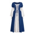 thumbnail image 1 of Anmrize Two Tone Historical Costume, Halloween Medieval Dress, Renaissance Long Gown, Renaissance Costume Women Peasant Medieval Dress Long Sleeve Maxi Fairy Dresses, Blue S, 1 of 6